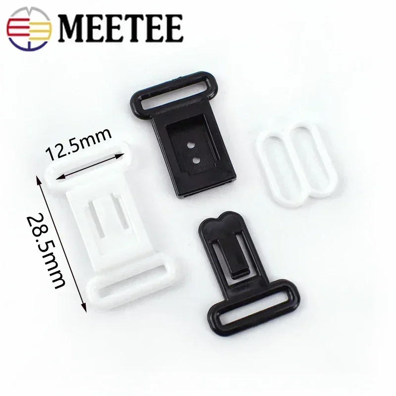 100-500Sets Meetee 12.5mm Plastic Adjustable Buckles O Ring Clasps Hooks Bow Tie Buckle for Bra Underwear Sewing Accessories