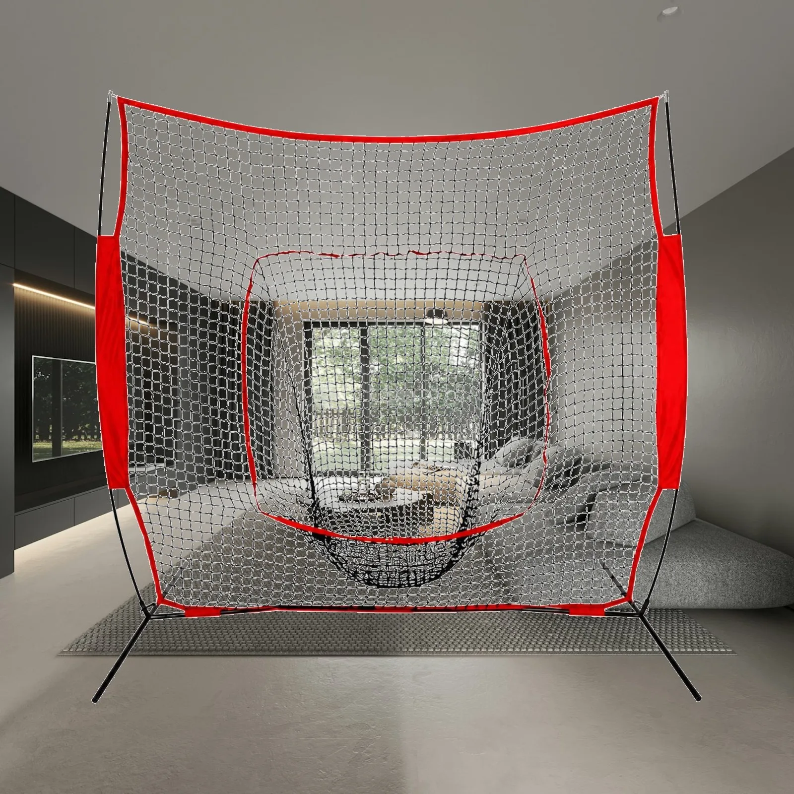 Portable Baseball Pitching Net with Strike Zone for Batting Practice Training Equipment for Athletes Adults Kids
