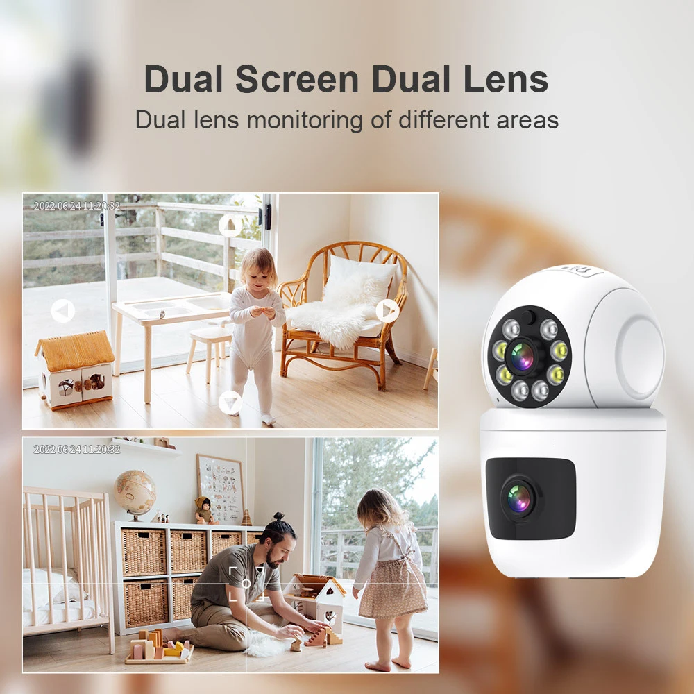 Guzox 4MP UHD Indoor 2.4G Wifi Security Camera 2K Dual Lens Dual screen Auto Tracking Two-Way Voice 360° PTZ Control Camera