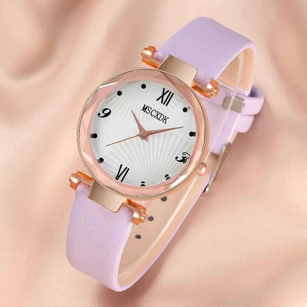 Women Simple Fashion Watch Leather Quartz Wristwatches Sunglasses Set Female Glasses Dress Clock Montre Femme