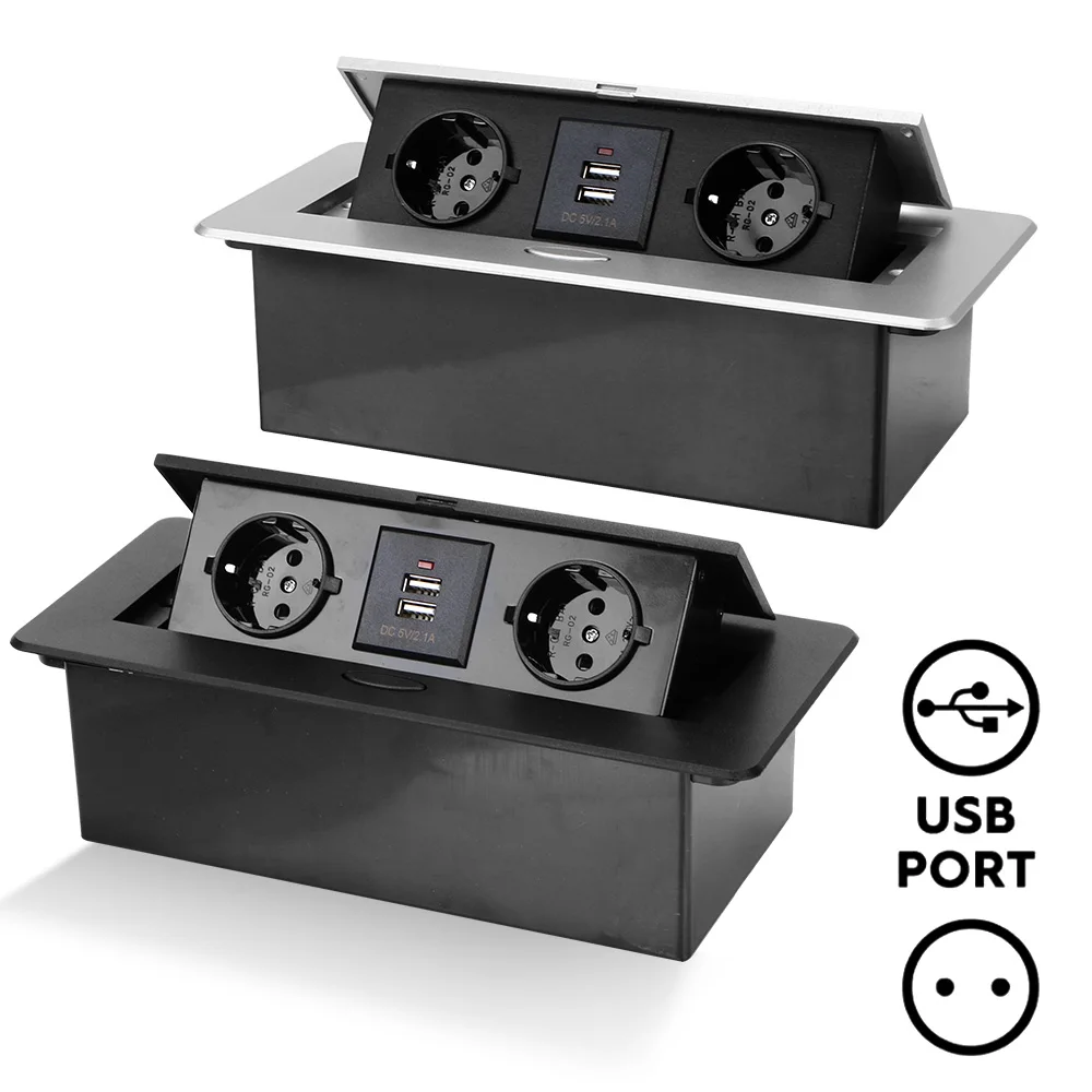 

EU desktop socket 2/3 hidden desktop board with slow USB charging pop-up cover for meeting room office power socket