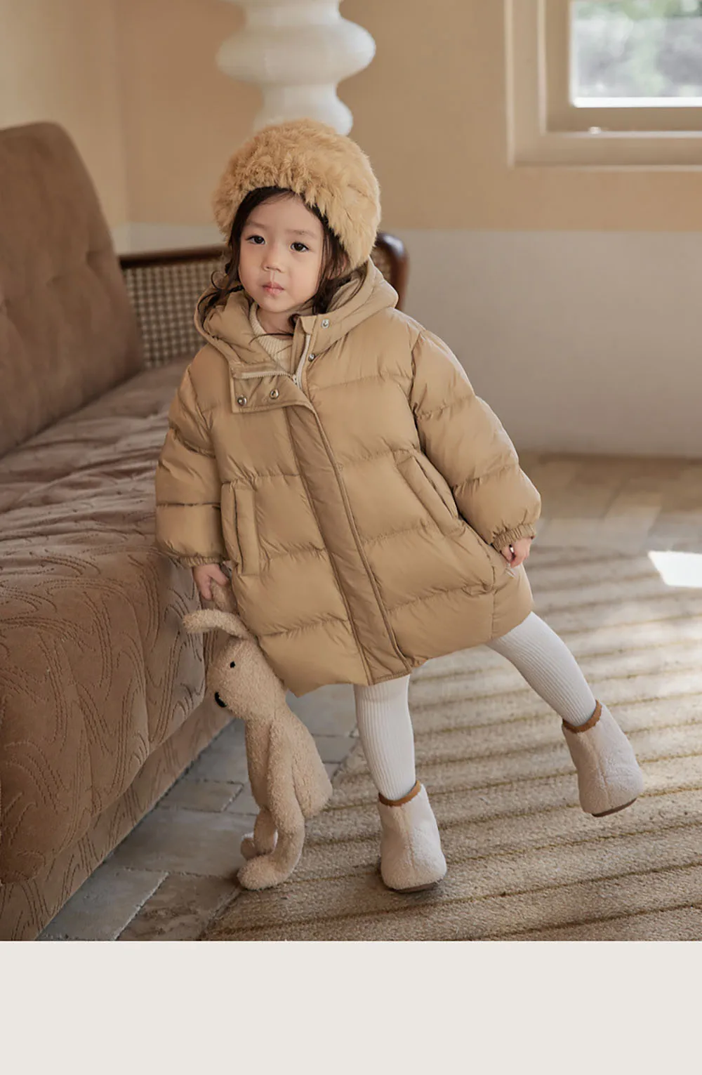 Baby Girl\'s Down Jacket Thick Warm Hooded Coat Korean Style Cute Bear Little Girl\'s Padded Jacket Winter Cotton Clothes For Kids