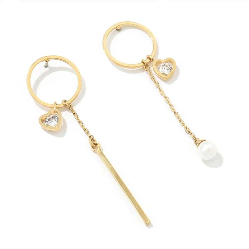 S925 silver needle circle peach heart flow Su earrings, women's pearl earrings personalized earrings daily long treatment