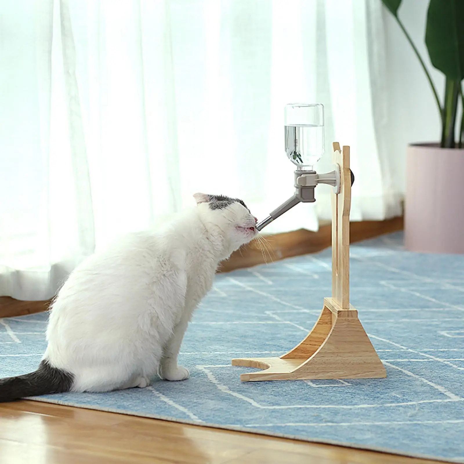 ไม้สัตว์เลี้ยง Cat Water Feeder Rack สุนัขปรับแขวนตู้น้ําน้ํา