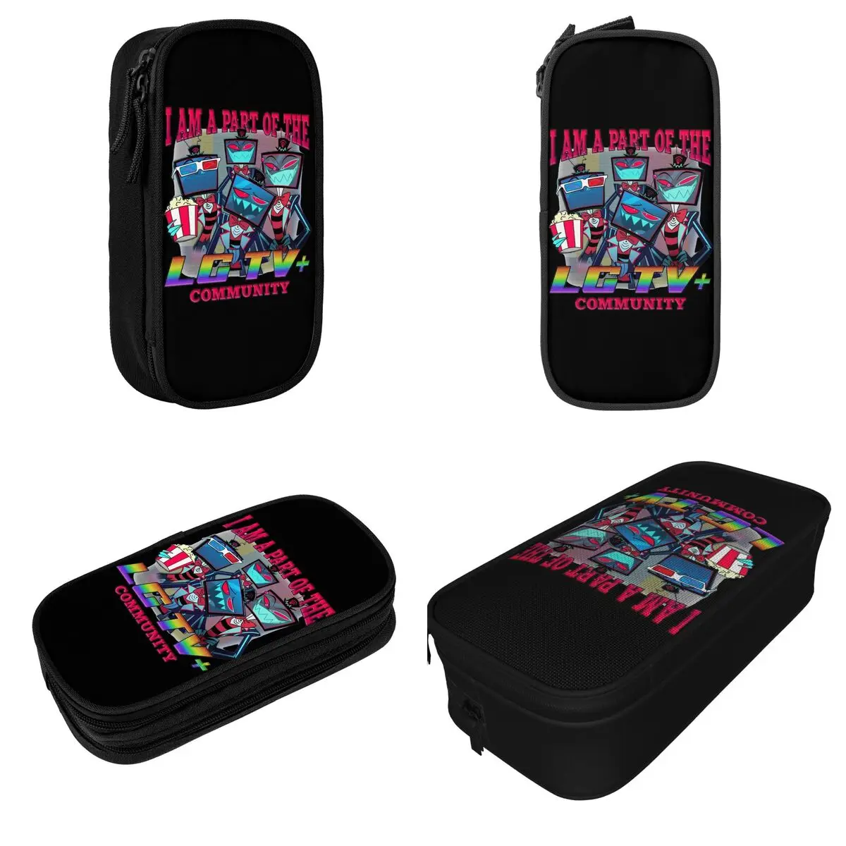 Imagem -02 - Vox Hazbin Hotel lg tv Lápis Cases Comdy Pencil Box Pen Holder para Estudante Grande Bolsa de Armazenamento Material Escolar Papelaria Presentes