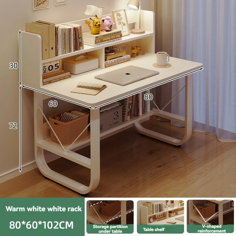 Computer Desk, Desktop, Home Bookshelf Integrated, Student Bedroom, Study Writing, Desk And Chair Combination, Simple Office Des