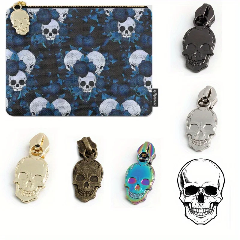 5PCS Strange Witch Ghost Skull Palm Pendant Pull Tab Slider Handbag Wallet Strange Gothic Style Spider Web Zipper Puller