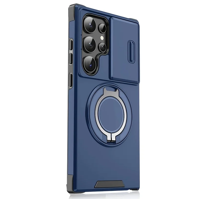 Magnetischer Halter Stoßfeste Hülle für Samsung Galaxy S26 S23 S24 FE S25 EDGE Plus S22 S21 Ultra mit Schiebe-Kameraschutz