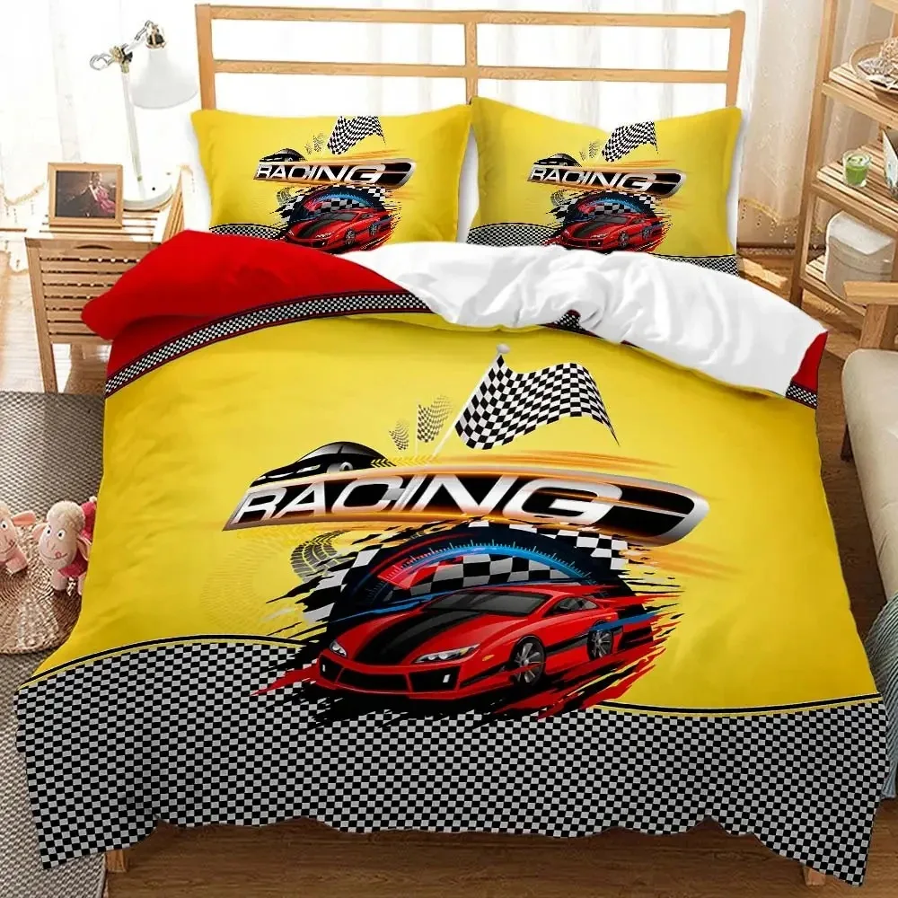 

Race Car Bedding Set Boys Extreme Sports Duvet Cover Set Cool Car Comforter Cover Car Sports Queen Size Polyester Quilt Cover