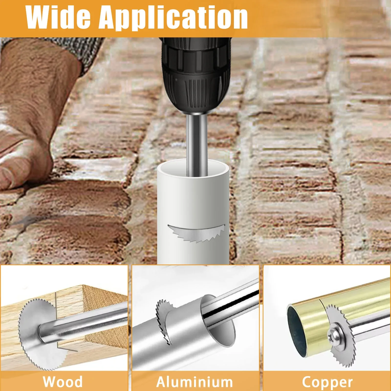 أقراص قطع الأدوات الدوارة مع 6 شفرات منشار فولاذية، 2 قطعة 1/4 بوصة ساق قصيرة سداسية وساق طويلة، لقطع الأنابيب البلاستيكية. الخشب