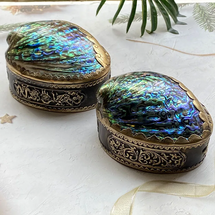 

Natural Abalone Shell Jewelry Box Wedding Engagement Ring Packaging Organizer Earrings Necklace Bracelet Display Gift Box