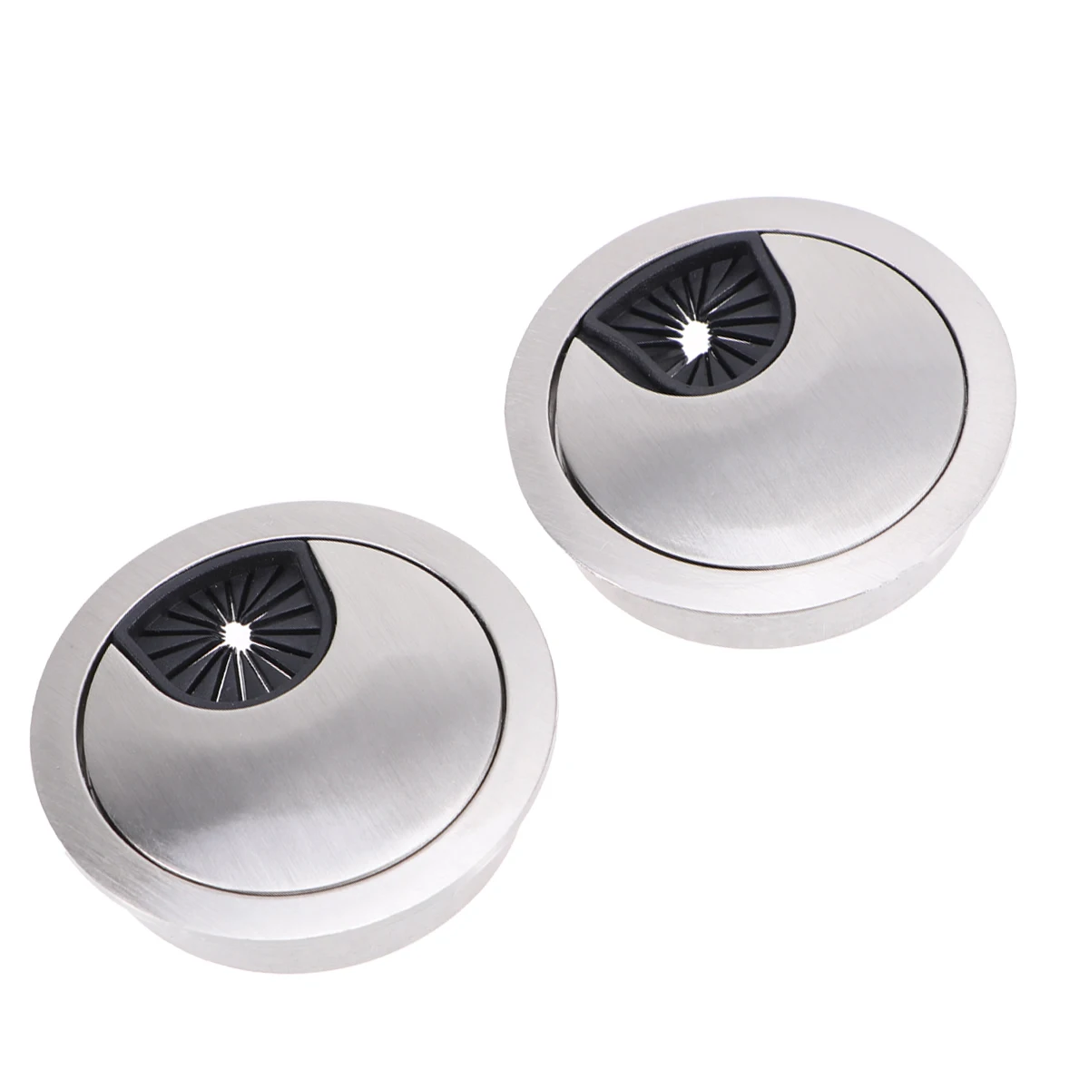 

2pcs Cable Cord Hole Cover Round Silver Zinc Alloy Anti-Slip Computer Desk Wiring Grommet Organizer Easy for Cables