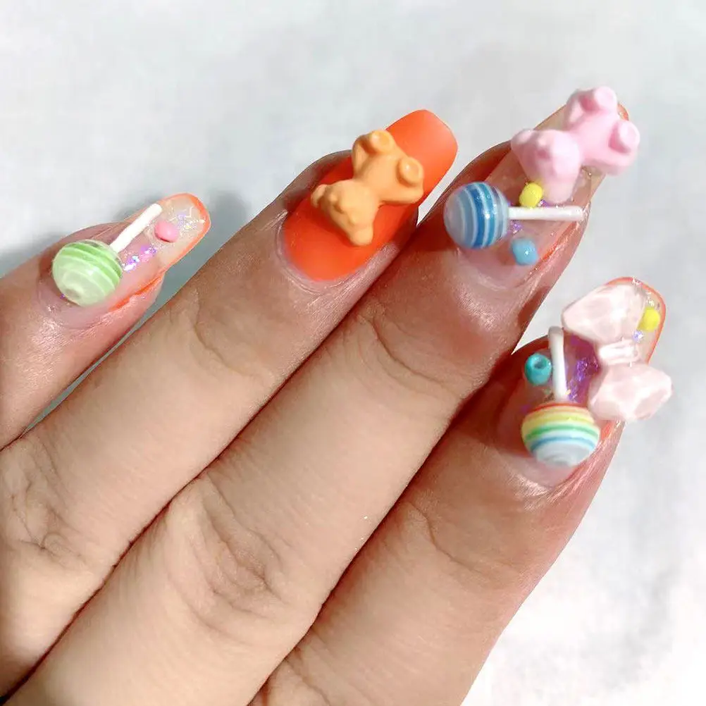 100Pcs Lollipop Nail Art DIY Decor Rainbow Manicure Ornament Home Salon Nail Decor Accessories Manicure Ornament