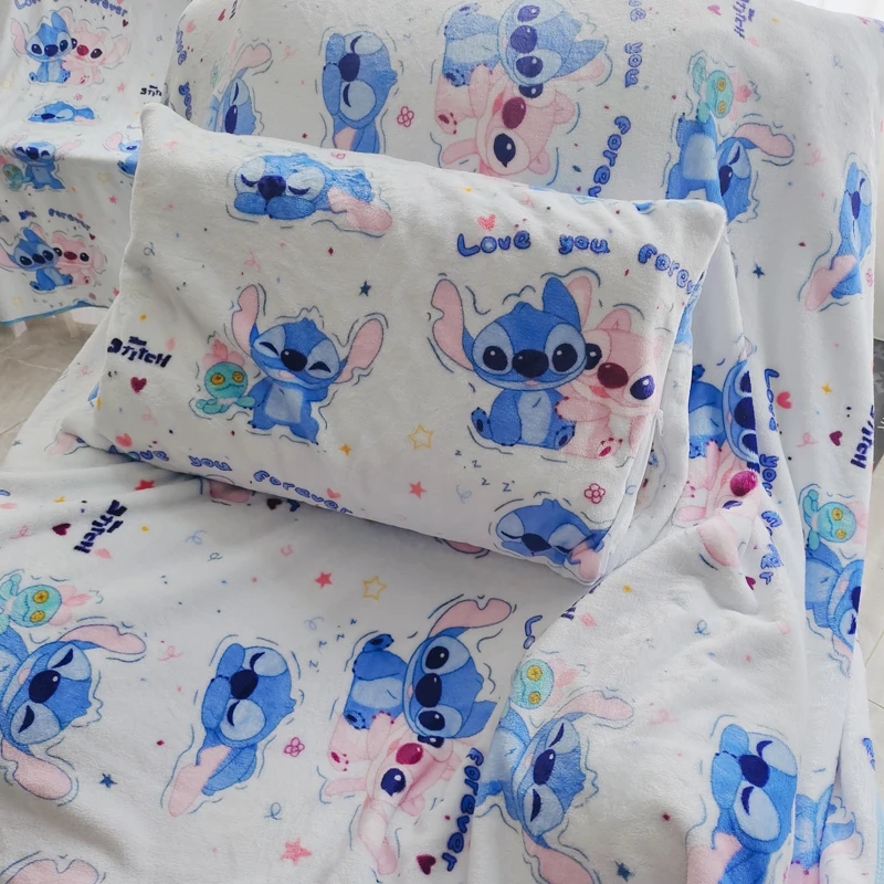 

Adorable Anime Disney Stitch Cartoon Blanket Warm Thickened Printed Blanket Nap Blanket Portable Blanket Car Sleeping Travel