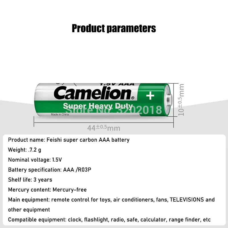 16pcs Original Camelion R03P 1.5V AAA Zinc-manganese Dry Battery No Mercury Dry Battery For Electric Toy Flashlight Clock Mouse