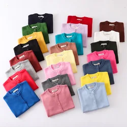 Boys Girls Sweater Cardigans 1 to 2 3 4 5 6 7 8 9 Years 2024 Cotton Baby Kids Sweaters Plain Knit Spring Autumn Children Clothes