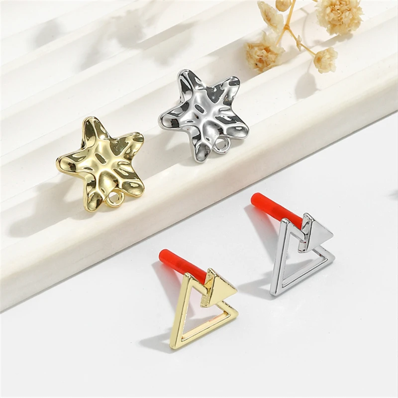 10 Pieces Geometric Triangle Earrings Settings Base Accessories Ear Stud Charm Connectors Diy Ornament Jewelry Findings Making