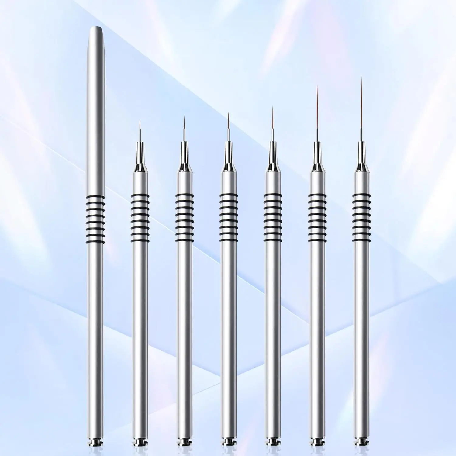 6Pcs Liner Brushes for Nail Art, Threaded Non-Slip Needle Tip, Drawing & Flower Painting Pens