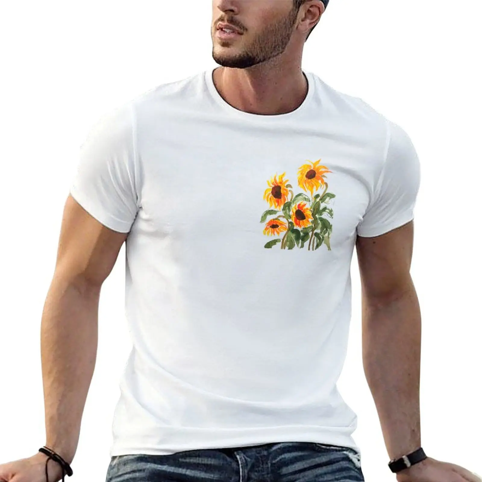 

sunflower watercolor 2018 T-Shirt t shirts cotton 100% anime t shirts for man T-Shirt