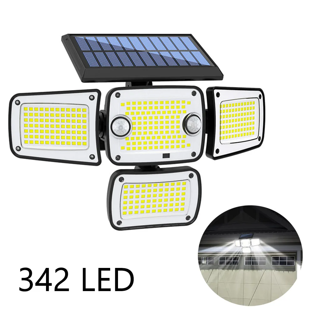 Solar Outdoor Light 342 LED Solar Security Flood Lighting with 3 Modes Adjustable Lighting Waterproof for Garage Garden Yard