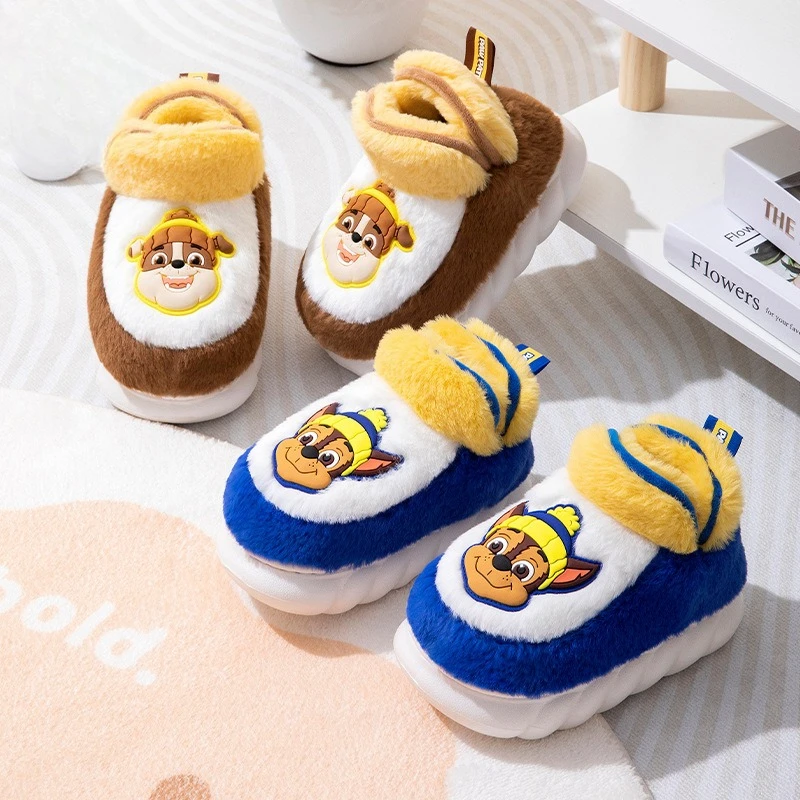Children Winter Thick Slippers Kids Cotton-padded Shoes Boys Indoor Warm Slippers Girls Cute Cartoon Rabbit Animal Shoes Slides