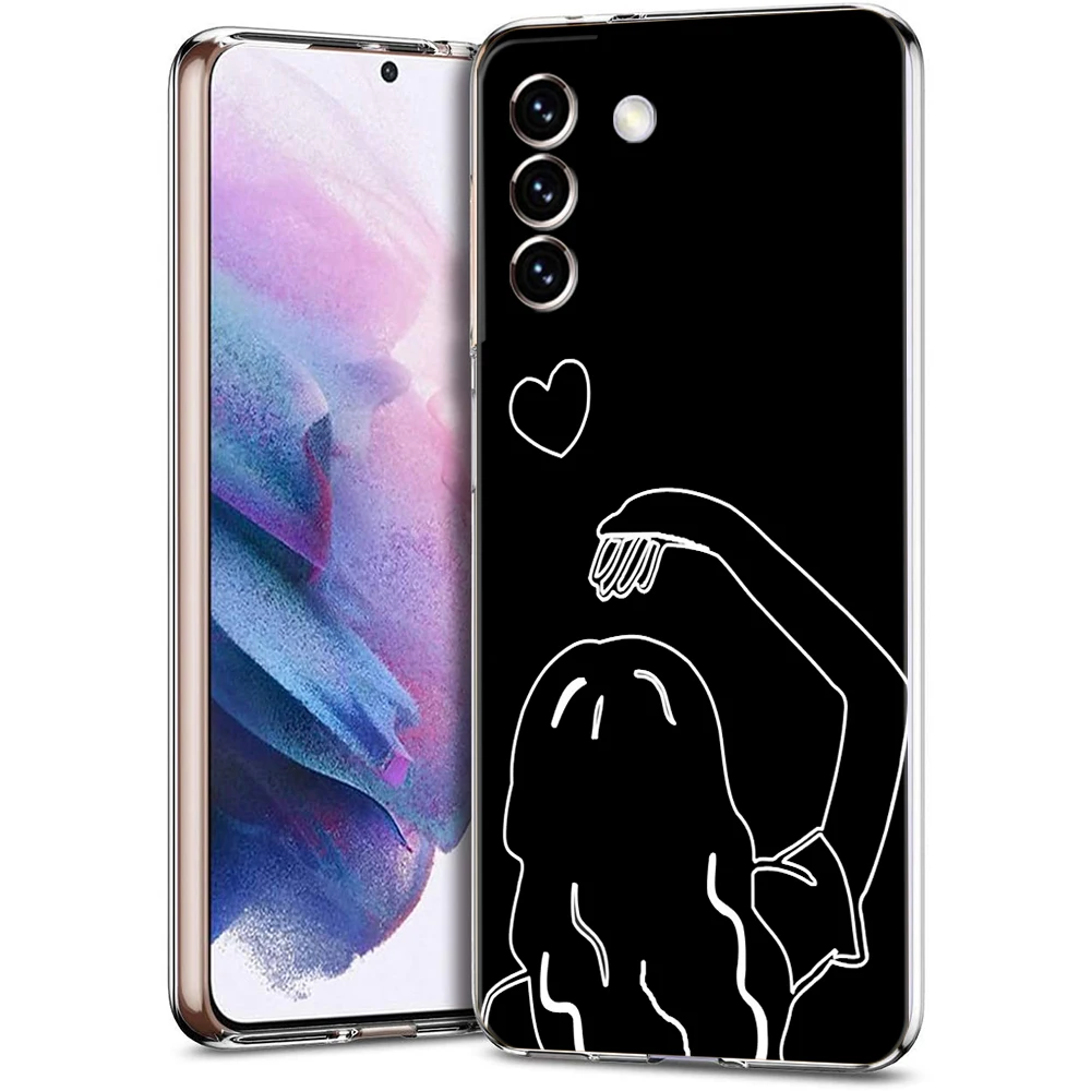 Couple Cartoon Aesth sun moon Phone Case For Samsung Galaxy S24 Ultra S23 FE S22 S20 S21 5G S10 S9 Plus S10E S8 Soft Clear Cover