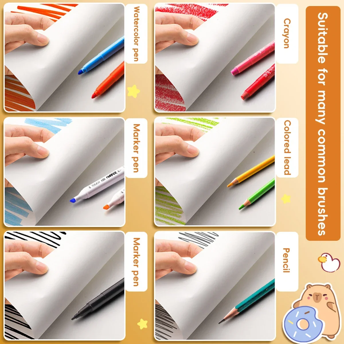 True Color A4 Kawaii Kapipala Picture Book Thickened Paper Blank Sketchbook Art Supplies for Artist Office and Cultural Supplies view 5