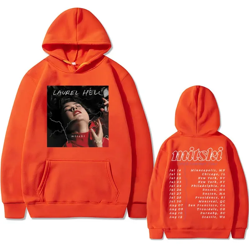 Hot Sale Singer Mitski Laurel Hell Poster Music Album Print Hoodie Men Women Fashion Fleece Cotton Sweatshirt Man Loose Hoodies