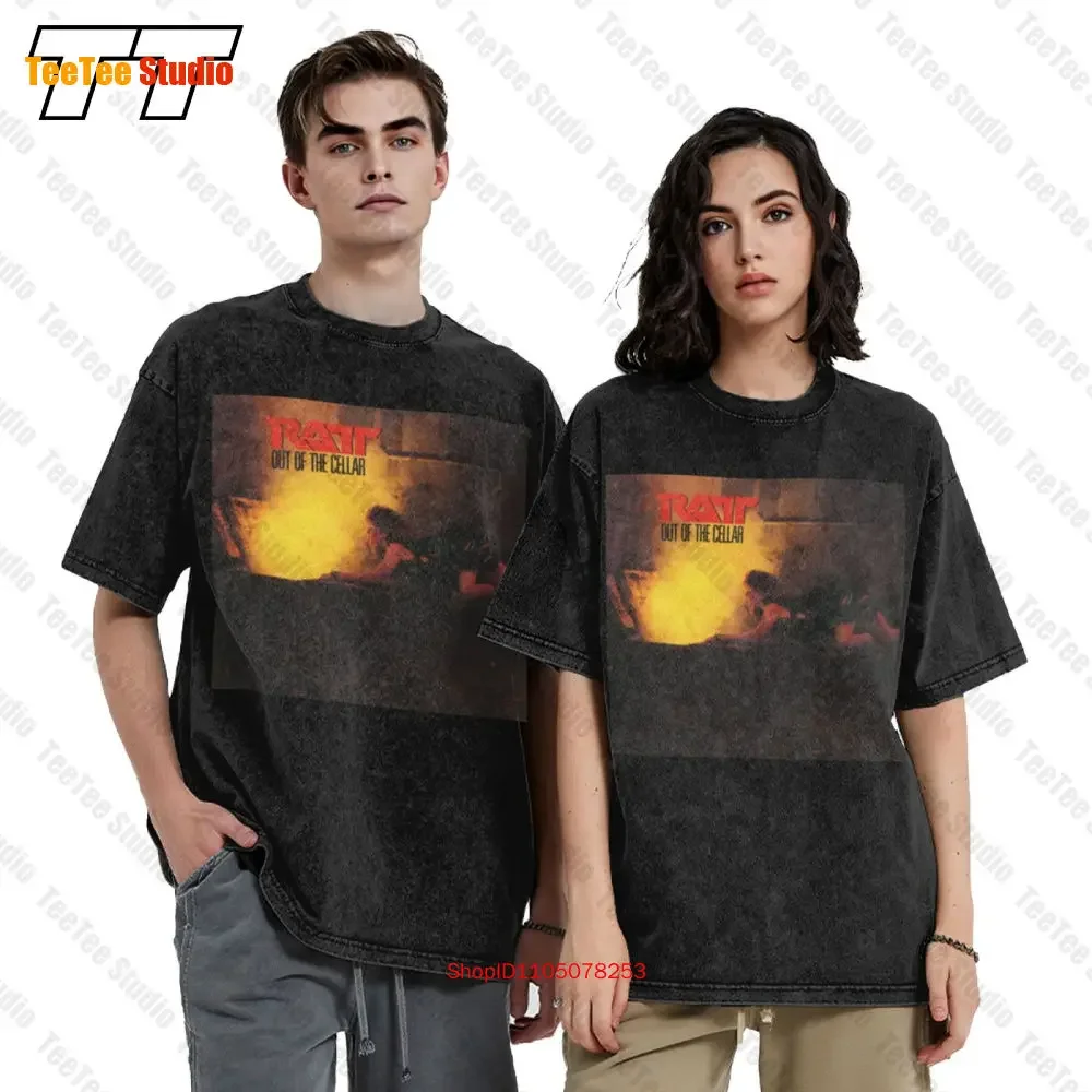 Ratt Out Of The Cellar Vinyl Cd Cover Vintage Oversized T-Shirt 2UBP