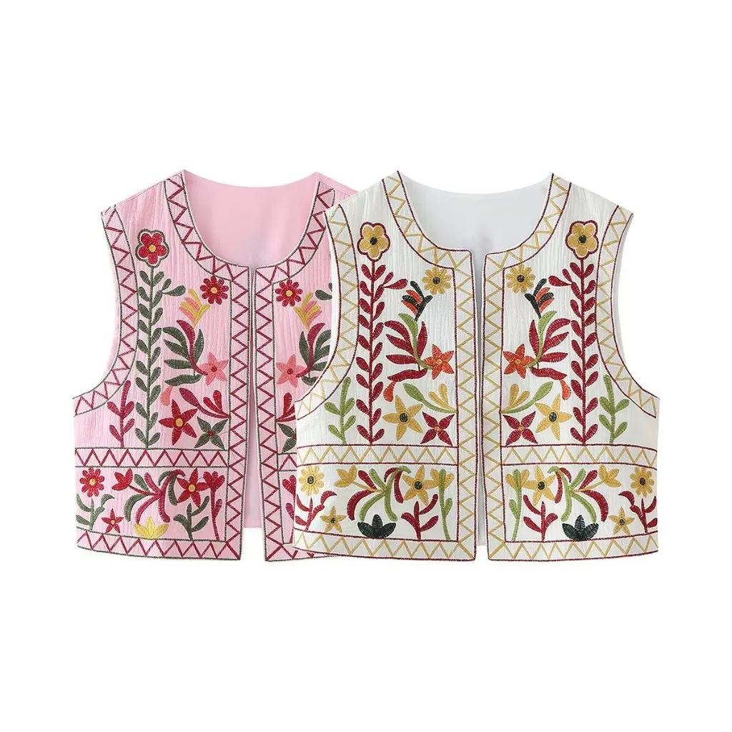 

Women's Summer Embroidered Flower Vest Horse Jacket Wholesale CC4-2072