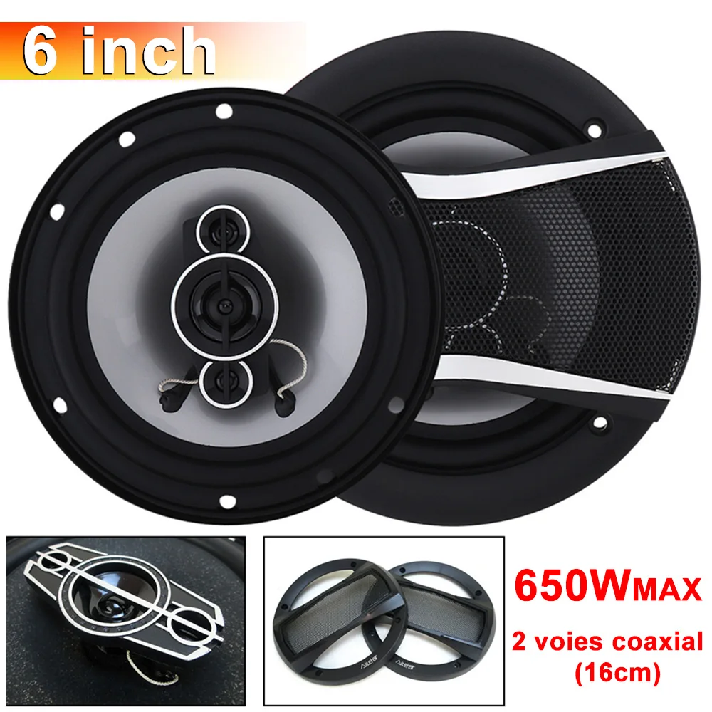 2pcs 6 Inch 650W Car Speaker Full Range Frequency Audio Heavy Mid-bass Car Audio Modified Speakers Non-destructive Installation