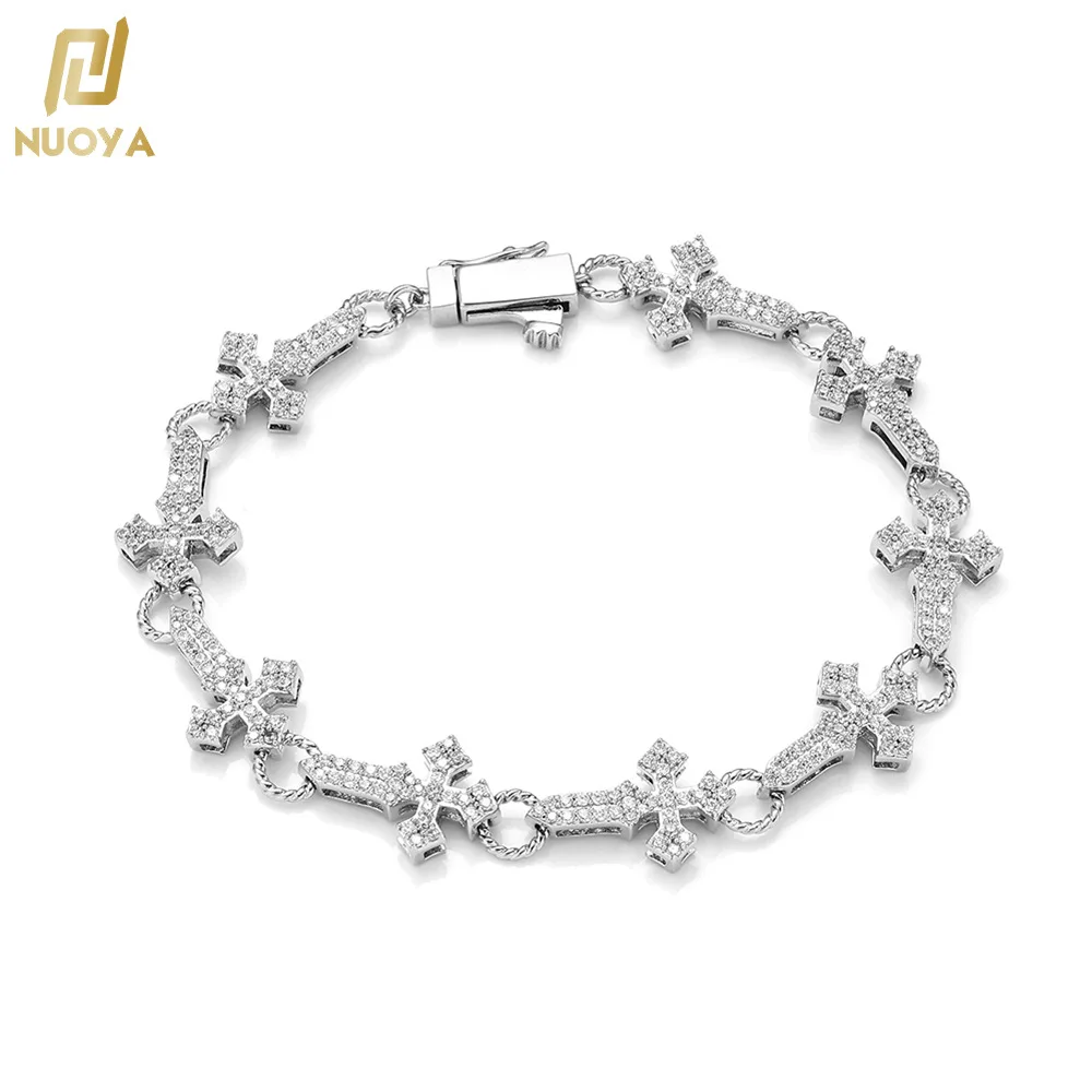 Clear artificial diamonds improve surface gloss, unisex Cross Bracelet from PT950 Platinum acts as eye-catching outdoor ornament