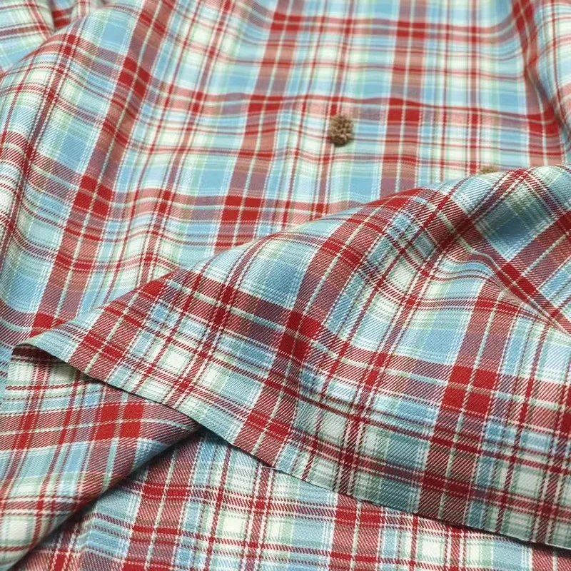 

1meter Red Plaid Polyester Cotton Fabric Spring Autumn Shirt Dress JK Fashion Cheongsam Handmade Sewing DIY Home Craft Material