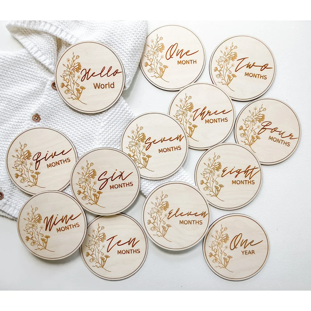 

13Pcs Wildflower Monthly Milestones Markers Baby Girl Shower Gift Newborn Birth Announcement Baby Room Decoration Gender Reveal