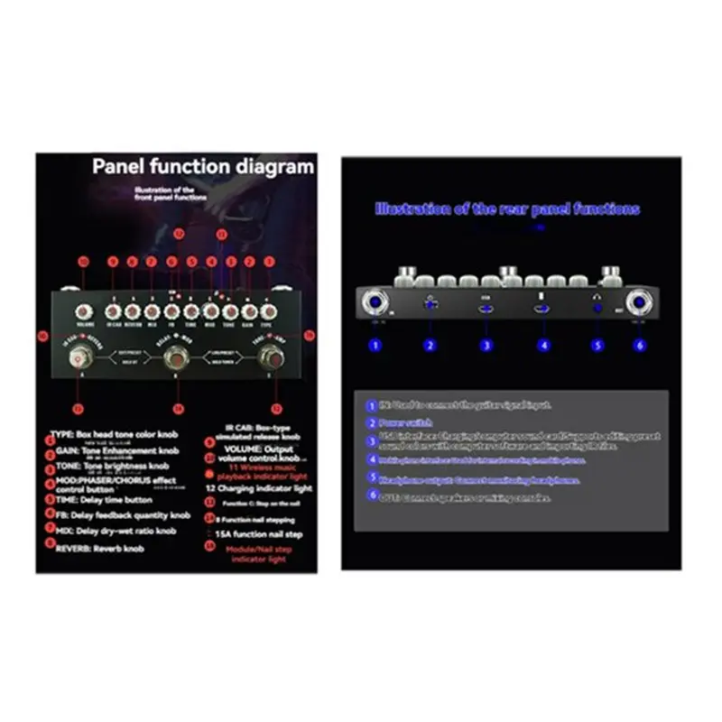 Superior-Wireless Music Playback Phone Compatible Portable Multifunctional Electric Guitar Combined Effect Pedal