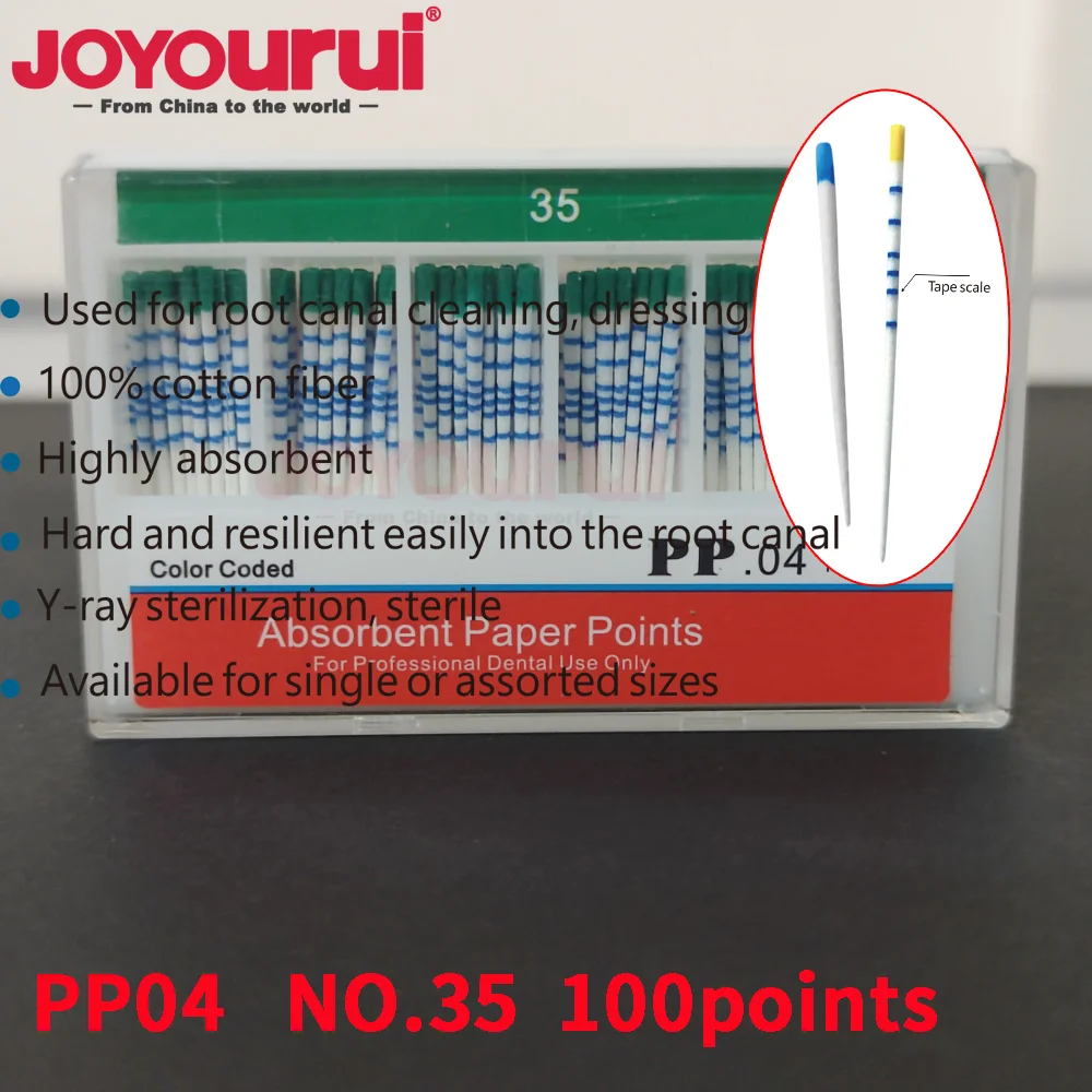 نقاط ورق ماصة للأسنان 02/04/06 معقمة مختلط الحجم إلغاء الجذر ألياف القطن نصائح مواد طب الأسنان 15-40 #