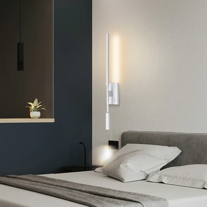 Eenvoudig Frame Creatieve Decoratieve Lijn 9W + 3W Wandlamp Hotel Model Kamer Bed Led Oppervlak Gemonteerde Wandlamp Nachtkastlamp