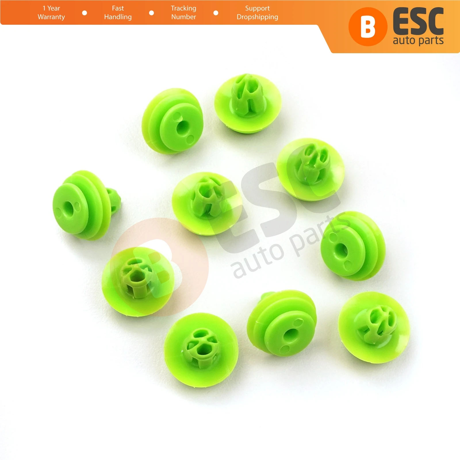 ESC ECF5022 10 Pieces Door Panel Interior Trim Retainer Green Clip For Honda 91560-SZW-003