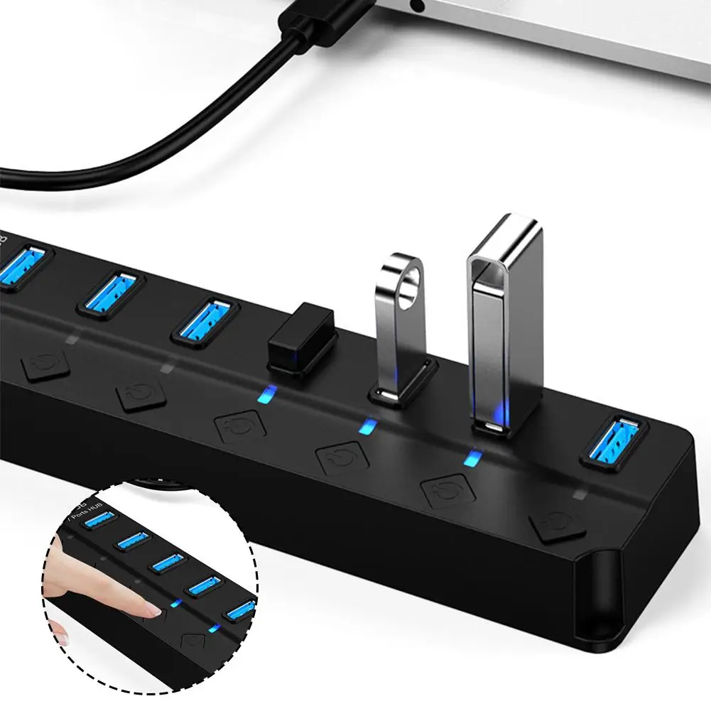 HUB Splitter Hub Docking Stations USB 7 Port For Windows, M OS And Linux USB 3.0 Port Power Adapter Multi USB Splitter Port K3X2