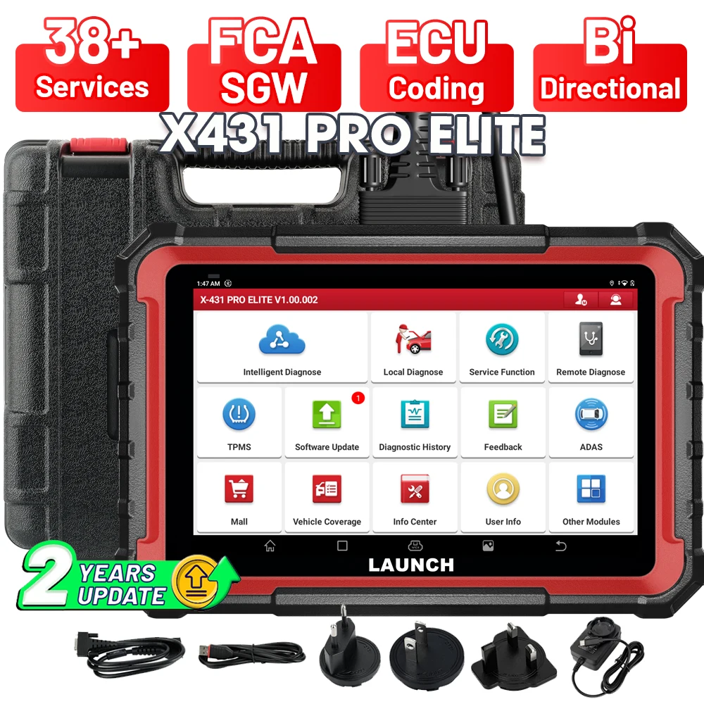 Image of Launch X-431 PRO Elite OBD2 Auto-Diagnosegerät, OBDII-Scanner für alle Systeme, 38+ Reset-Funktionen, ECU-Codierung, bidirektionales Scan-Tool, CAN FD, FCA, 2 Jahre kostenlose Updates