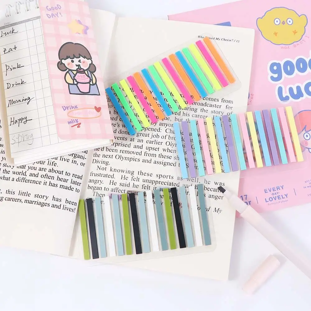 300pcs Reading Aid Highlight Sticker Transparent Fluorescent Index Tabs Flags Sticky Note Stationery School Office Supplies