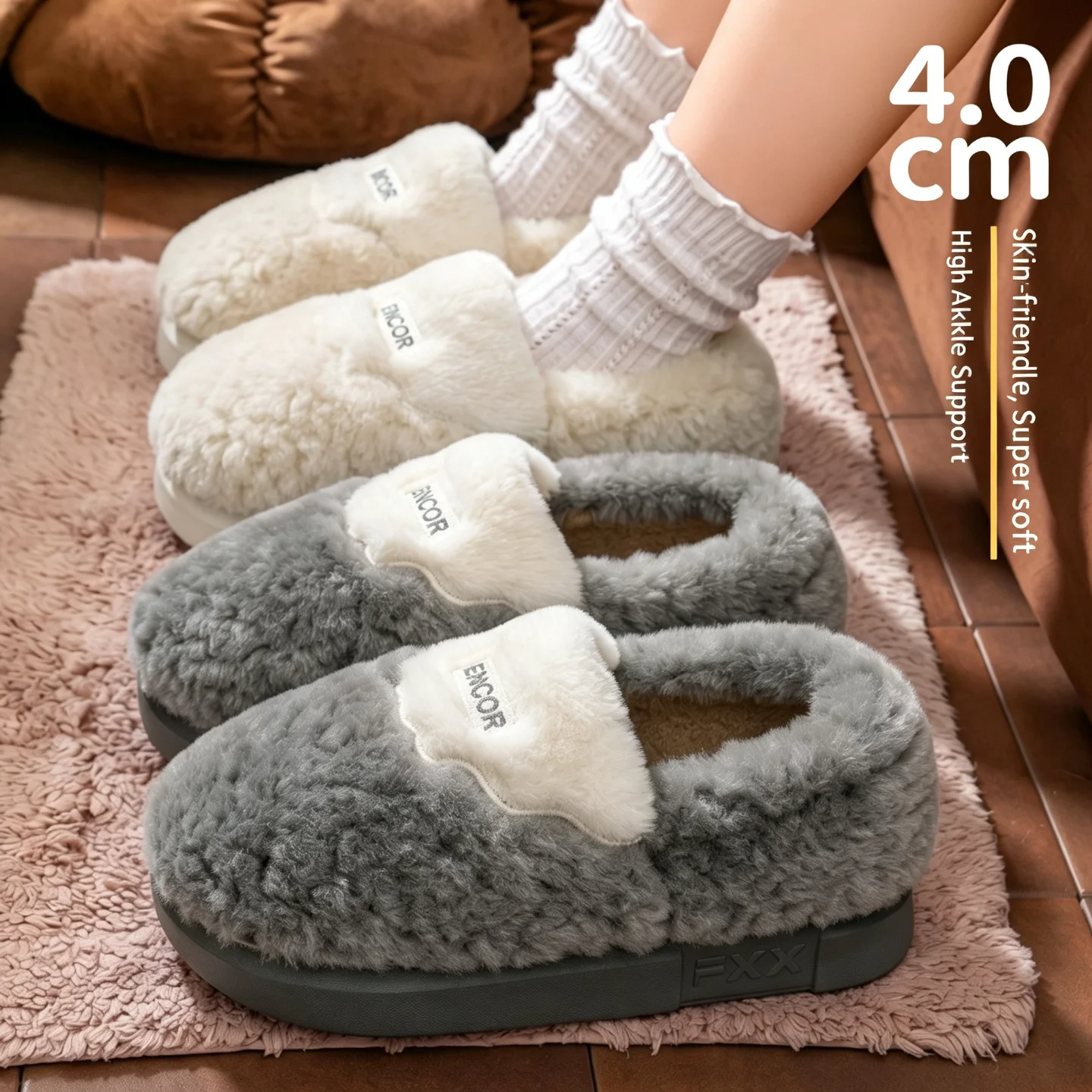 Winter Super Warme Hausschuhe für Damen und Herren, dicke Sohle, Plüsch, weich, bequem, für drinnen, Baumwolle, flauschig, Paar-Schuhe, Freizeit – Detail 15