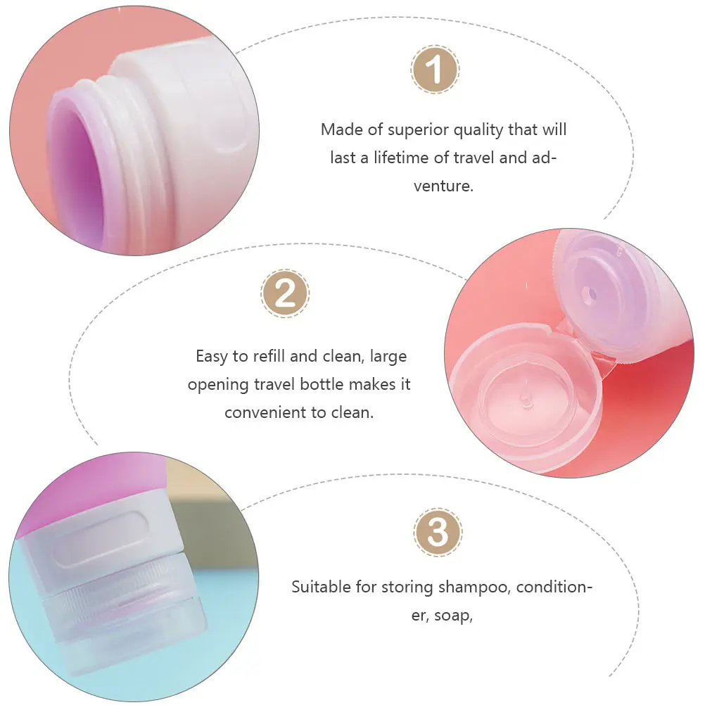 여행용 병 세면 용품 세트 실리콘 별도 용기 리필 가능 휴대용 압착 병 샴푸 컨디셔너 보관