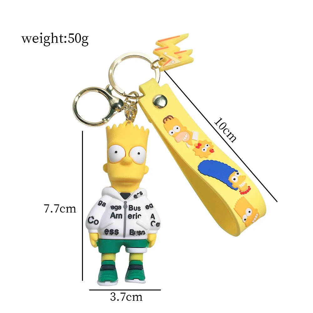 Disney The Simpsons Keychain Cute Simpsons Action Figure PVC Pendant Key Holder for Backpack Ornament for Kids Gifts Accessories