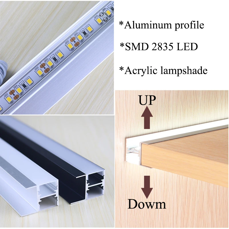 Under Cabinet Shelf Light Clip 18mm Wooden Panel Surface Mounted Cupboard Showcase Bookcase Layer Backlight LED Strip DC12V