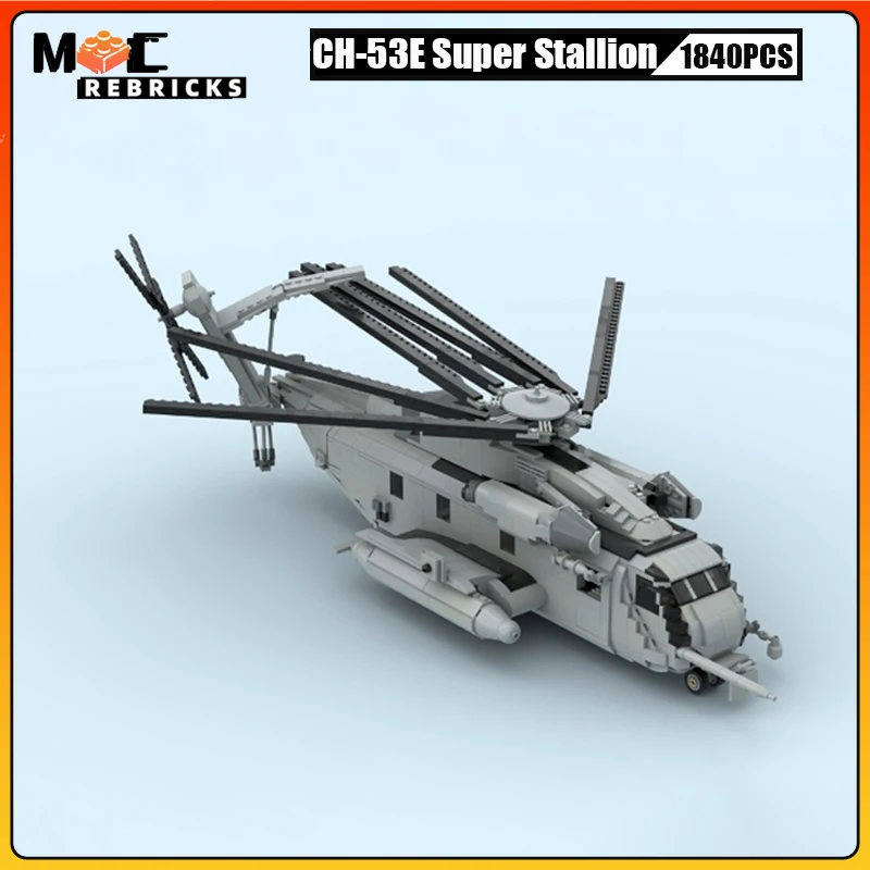 Military Air Weapons Series CH-53E Super Stallion Helicoptes MOC Building Block Transport Airplane Model Diy Bricks Toy Kid Gift