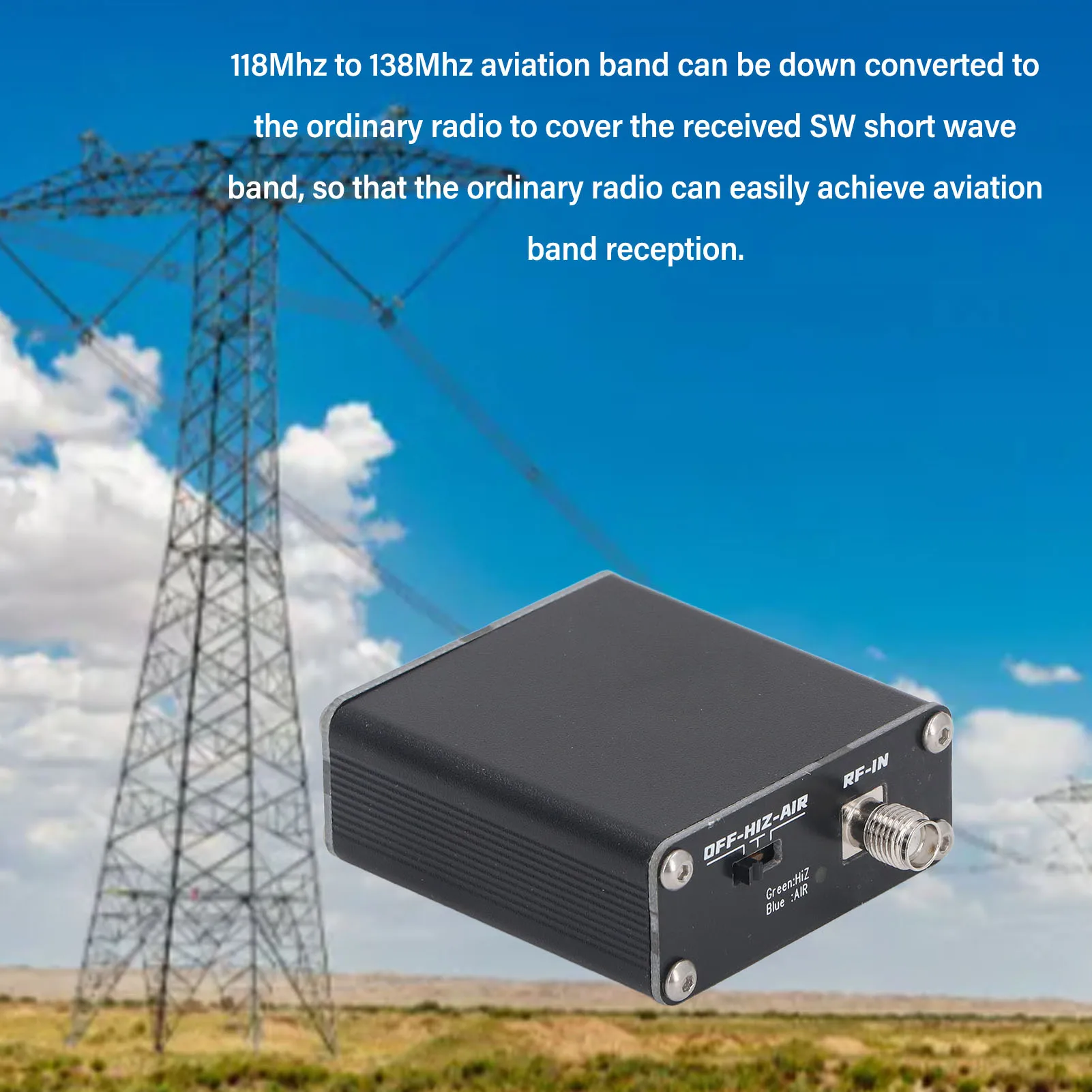 110m AIR to AM HIZ AMP Frequency Converter Aluminum Alloy High Resistance Amplifier for Home Travel 110M Frequency Inverter