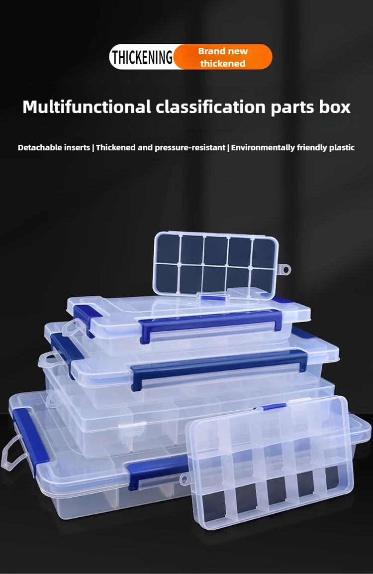 Multi Grid Clear Plastic Box Rectangular Box Screwdrivers Bits Tools Dustproof Waterproof Packing Storage Cases Container