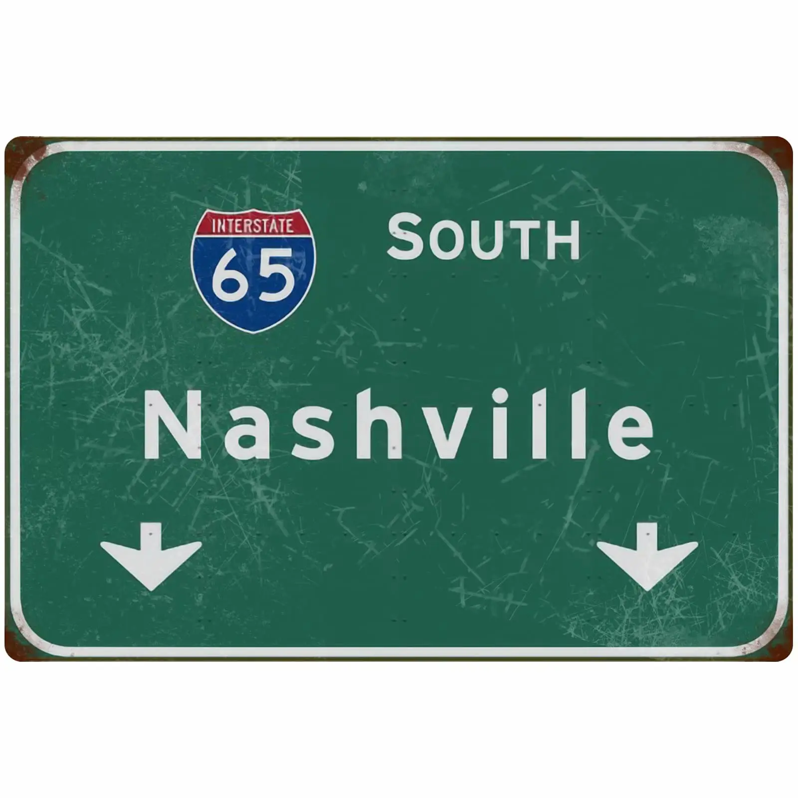 Bakaevsm Tin Sign Vintage South Nashville Intercontinental 65 Highway Sign Metal Painting Bar Club Restaurant Cafe Wall Decorati