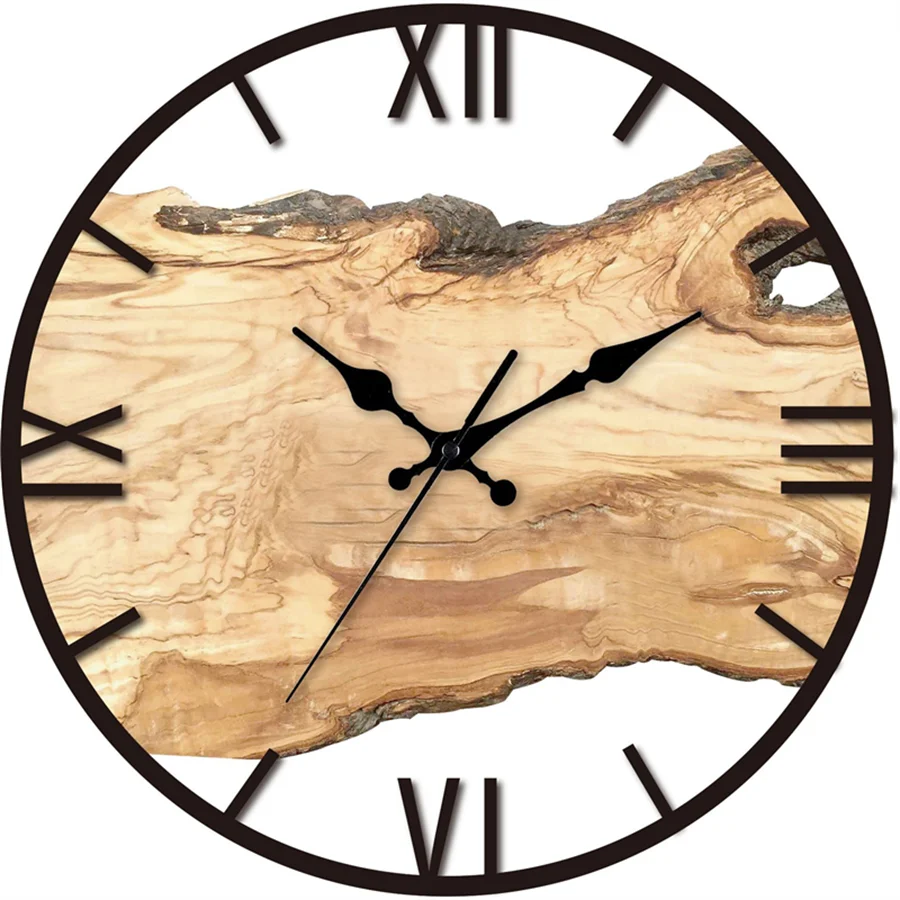 Acrylic Wood Grain Wall Clocks Brief Home Hanging Clock Minimalist Design Living Room Art Wall Watch Home Decoration